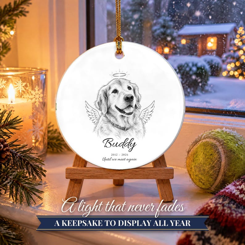 Pet Memorial Ornament with Angel Wings, Custom Dog Portrait from Photo, Rainbow Bridge, Pet Loss Gift, Dog Memorial Gift, Cat Loss image 13