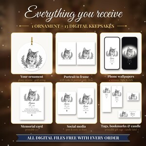 Custom Cat Memorial Ornament from Photo, Vintage Cat Portrait, Forever Loved, Pet Loss Gift, Cat Loss Gift, Cat Remembrance Keepsake image 3