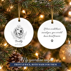 Adorno conmemorativo para mascotas de doble cara con alas de ángel, retrato personalizado de perro a partir de una foto, Puente Arcoíris, regalo para recordar a una mascota fallecida, regalo en memoria de un perro. imagen 11