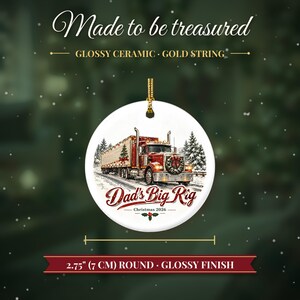 Truck Driver Ornament 2026, Semi Truck Christmas Ornament with Name, Trucker Gift for Dad, Big Rig 18 Wheeler Keepsake image 5