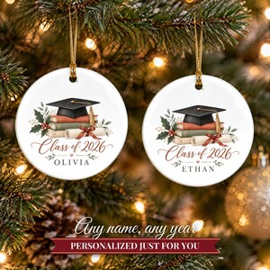 Graduation Ornament Class of 2026, Graduate Christmas Ornament with Name, College Grad Gift, High School Graduation Keepsake image 9