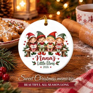 Grandkids Ornament 2026, Nana Christmas Ornament with Grandchildren Names, Cute Elves Keepsake, Gift for Grandma from Kids image 10