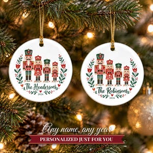 Nutcracker Ornament Christmas 2026, Family of Four Name Keepsake, Custom Nutcracker Family Gift, Toy Soldier Ceramic Tree Decor for Mom image 9