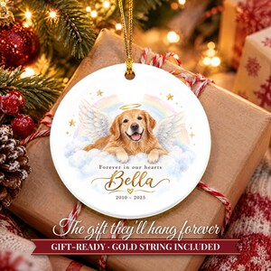 Pet Memorial Ornament, Dog Angel Rainbow Bridge Christmas Keepsake with Name, Loss of Dog Sympathy Gift, Dog Remembrance Gift image 11