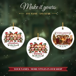 Grandkids Ornament 2026, Nana Christmas Ornament with Grandchildren Names, Cute Elves Keepsake, Gift for Grandma from Kids image 3