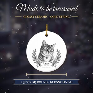 Custom Cat Memorial Ornament from Photo, Vintage Cat Portrait, Forever Loved, Pet Loss Gift, Cat Loss Gift, Cat Remembrance Keepsake image 8