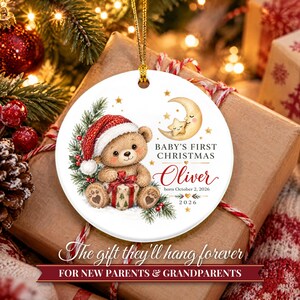 Baby's First Christmas Ornament 2026, Personalized Name Ornament with Teddy Bear, Newborn Keepsake, New Parents Gift, Baby's 1st Christmas image 11