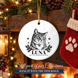 Personalized Cat Memorial Ornament from Photo, Custom Pet Portrait, Cat Mom Gift, Pet Loss Gift, Christmas Cat Remembrance Keepsake image 12