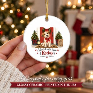 Rescue Dog Ornament 2026, Adopted with Love Christmas Ornament with Name, Dog First Christmas, Dog Mom Gift, Adoption Keepsake image 12