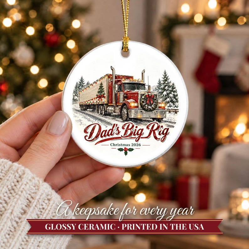 Truck Driver Ornament 2026, Semi Truck Christmas Ornament with Name, Trucker Gift for Dad, Big Rig 18 Wheeler Keepsake image 12