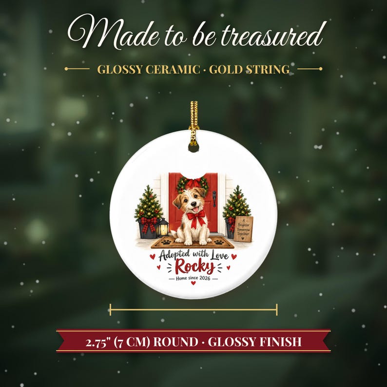 Rescue Dog Ornament 2026, Adopted with Love Christmas Ornament with Name, Dog First Christmas, Dog Mom Gift, Adoption Keepsake image 5