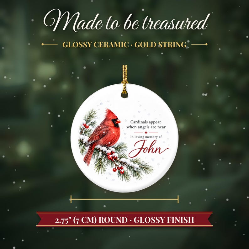 Cardinal Memorial Ornament, Cardinals Appear When Angels Are Near, In Loving Memory Christmas Keepsake, Sympathy Gift for Loss image 5