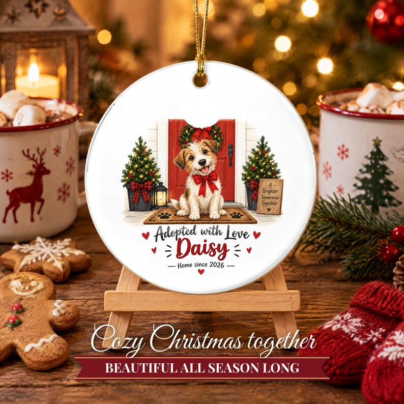 Rescue Dog Ornament 2026, Adopted with Love Christmas Ornament with Name, Dog First Christmas, Dog Mom Gift, Adoption Keepsake image 8