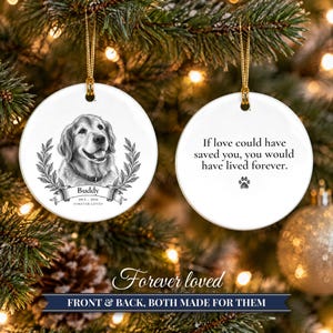 2 Sided Dog Memorial Ornament from Photo, Vintage Pet Portrait, Forever Loved, Pet Loss Gift, Cat Memorial Gift, Remembrance Keepsake image 11