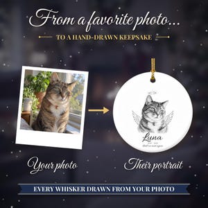 Personalized Cat Memorial Ornament from Photo, Custom Pet Portrait, Cat Mom Gift, Pet Loss Gift, Christmas Cat Remembrance Keepsake image 2