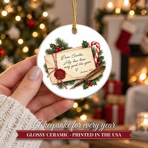 Letter to Santa Ornament Christmas 2026, Dear Santa Kids Keepsake, Been Good This Year Custom Name Gift, North Pole Ceramic Tree Decor image 12