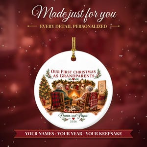 First Christmas as Grandparents Ornament 2026, New Grandparents Gift, Grandma and Grandpa Keepsake, First Grandchild Ornament image 2