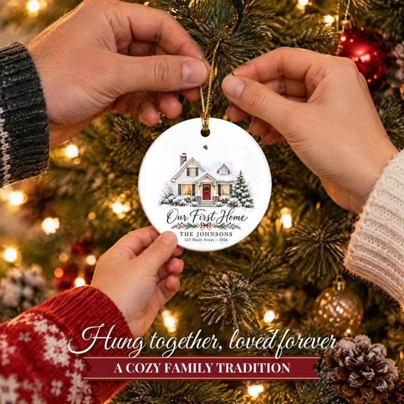 New Home Ornament 2026, Our First Home Christmas Ornament with Family Name, Housewarming Gift, Realtor Closing Gift image 6