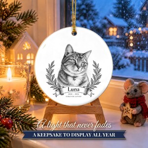 Custom Cat Memorial Ornament from Photo, Vintage Cat Portrait, Forever Loved, Pet Loss Gift, Cat Loss Gift, Cat Remembrance Keepsake image 13