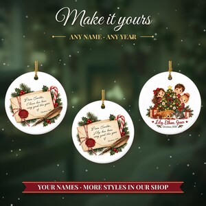 Letter to Santa Ornament Christmas 2026, Dear Santa Kids Keepsake, Been Good This Year Custom Name Gift, North Pole Ceramic Tree Decor image 3