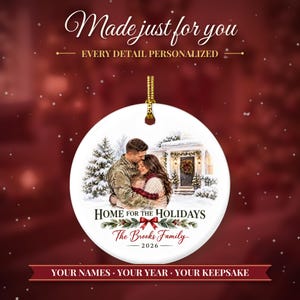 Military Ornament 2026, Soldier Homecoming Christmas Ornament with Family Name, Deployment Gift, Military Family Keepsake image 2
