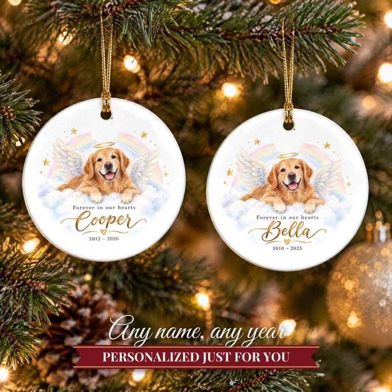 Pet Memorial Ornament, Dog Angel Rainbow Bridge Christmas Keepsake with Name, Loss of Dog Sympathy Gift, Dog Remembrance Gift image 9