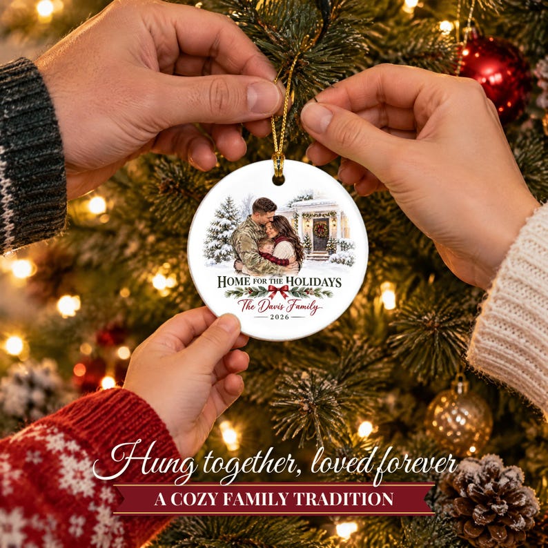 Military Ornament 2026, Soldier Homecoming Christmas Ornament with Family Name, Deployment Gift, Military Family Keepsake image 6