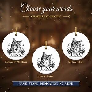 Personalized Cat Memorial Ornament from Photo, Custom Pet Portrait, Cat Mom Gift, Pet Loss Gift, Christmas Cat Remembrance Keepsake image 6