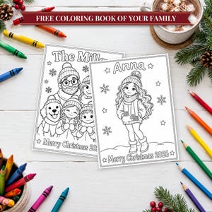 Family Christmas Ornament 2026 from Photo, 2 Sided Custom Cartoon Portrait with Pets and Names, Family of 4 5 6, Keepsake for Grandparents bild 5