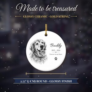 Personalized Pet Memorial Ornament from Photo, Custom Dog Portrait Sketch, Dog Memorial Gift, Pet Loss Gift, Dog Sympathy Keepsake image 8
