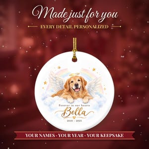 Pet Memorial Ornament, Dog Angel Rainbow Bridge Christmas Keepsake with Name, Loss of Dog Sympathy Gift, Dog Remembrance Gift image 2