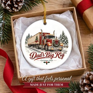 Truck Driver Ornament 2026, Semi Truck Christmas Ornament with Name, Trucker Gift for Dad, Big Rig 18 Wheeler Keepsake image 6