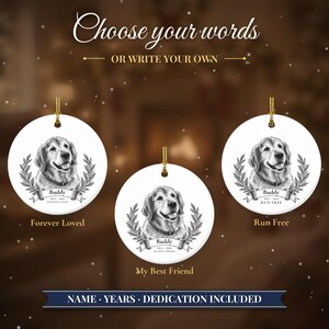 Custom Dog Memorial Ornament from Photo, Vintage Pet Portrait, Forever Loved, Pet Loss Gift, Cat Memorial Gift, Remembrance Keepsake image 6