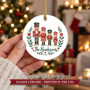 Nutcracker Ornament Christmas 2026, Family of Four Name Keepsake, Custom Nutcracker Family Gift, Toy Soldier Ceramic Tree Decor for Mom image 12