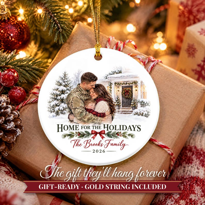 Military Ornament 2026, Soldier Homecoming Christmas Ornament with Family Name, Deployment Gift, Military Family Keepsake image 11
