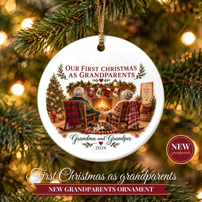 First Christmas as Grandparents Ornament 2026, New Grandparents Gift, Grandma and Grandpa Keepsake, First Grandchild Ornament image 1