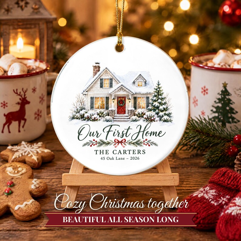 New Home Ornament 2026, Our First Home Christmas Ornament with Family Name, Housewarming Gift, Realtor Closing Gift image 8