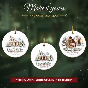 New Home Ornament 2026, Our First Home Christmas Ornament with Family Name, Housewarming Gift, Realtor Closing Gift image 3