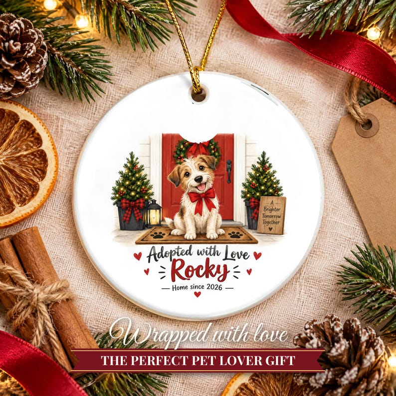 Rescue Dog Ornament 2026, Adopted with Love Christmas Ornament with Name, Dog First Christmas, Dog Mom Gift, Adoption Keepsake image 10