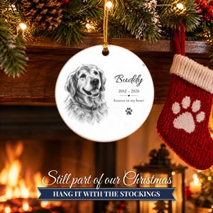 Personalized Pet Memorial Ornament from Photo, Custom Dog Portrait Sketch, Dog Memorial Gift, Pet Loss Gift, Dog Sympathy Keepsake image 12