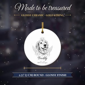 Pet Memorial Ornament with Angel Wings, Custom Dog Portrait from Photo, Rainbow Bridge, Pet Loss Gift, Dog Memorial Gift, Cat Loss image 8