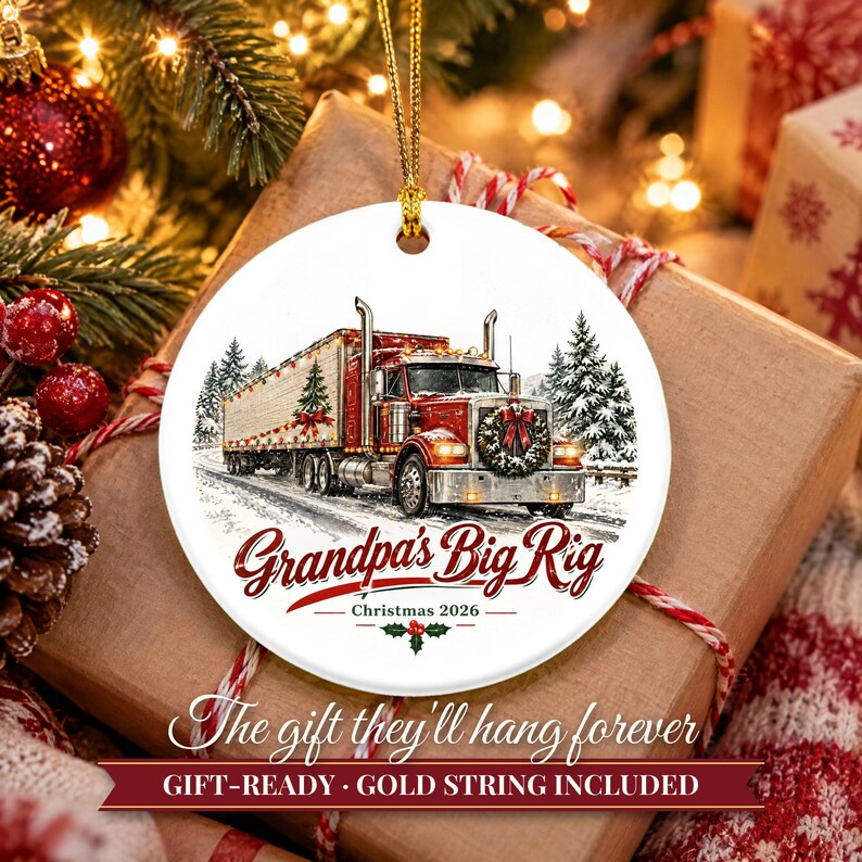 Truck Driver Ornament 2026, Semi Truck Christmas Ornament with Name, Trucker Gift for Dad, Big Rig 18 Wheeler Keepsake image 11
