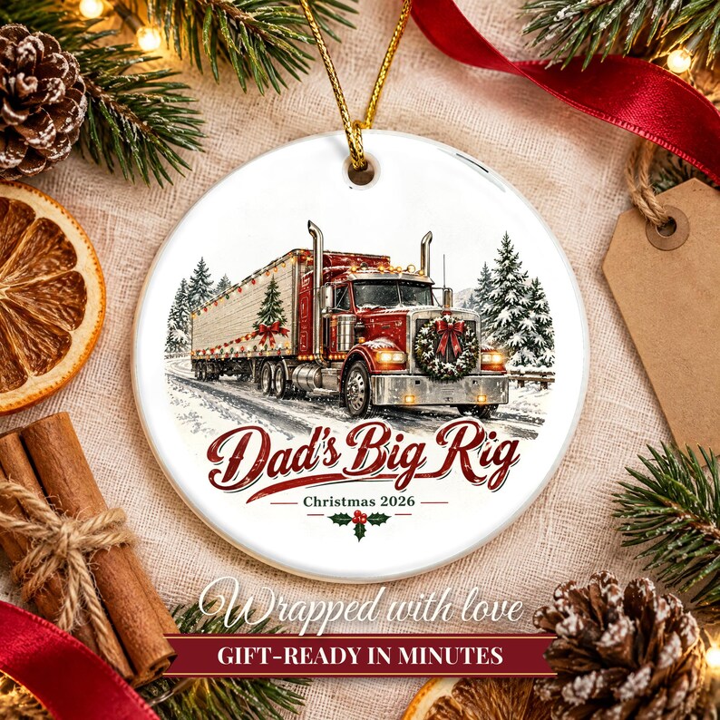 Truck Driver Ornament 2026, Semi Truck Christmas Ornament with Name, Trucker Gift for Dad, Big Rig 18 Wheeler Keepsake image 10