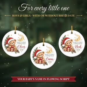 Baby's First Christmas Ornament 2026, Personalized Name Ornament with Teddy Bear, Newborn Keepsake, New Parents Gift, Baby's 1st Christmas image 3