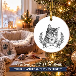 Custom Cat Memorial Ornament from Photo, Vintage Cat Portrait, Forever Loved, Pet Loss Gift, Cat Loss Gift, Cat Remembrance Keepsake image 10