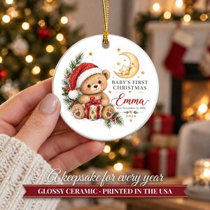 Baby's First Christmas Ornament 2026, Personalized Name Ornament with Teddy Bear, Newborn Keepsake, New Parents Gift, Baby's 1st Christmas image 12