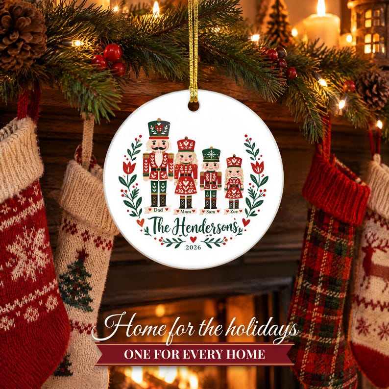 Nutcracker Ornament Christmas 2026, Family of Four Name Keepsake, Custom Nutcracker Family Gift, Toy Soldier Ceramic Tree Decor for Mom image 10