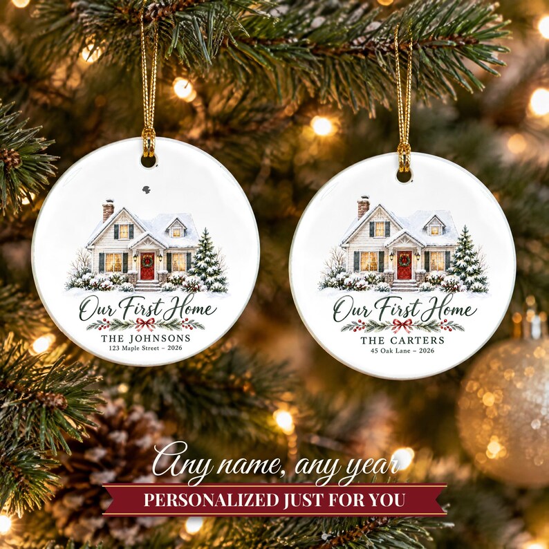 New Home Ornament 2026, Our First Home Christmas Ornament with Family Name, Housewarming Gift, Realtor Closing Gift image 9