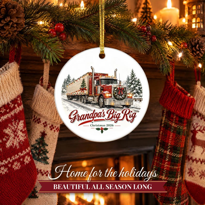 Truck Driver Ornament 2026, Semi Truck Christmas Ornament with Name, Trucker Gift for Dad, Big Rig 18 Wheeler Keepsake image 8