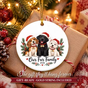 Dog Ornament 2026, Three Dogs in Santa Hats Christmas Ornament with Names, Dog Mom Gift, Dog Lover Gift, Multiple Pets Keepsake image 11